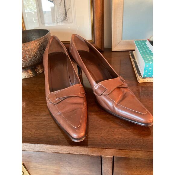 Ralph Lauren Brown Leather Almond Pointed Toe Loafers Vintage ~ Sz 9 ~ So CBK! - Picture 6 of 10